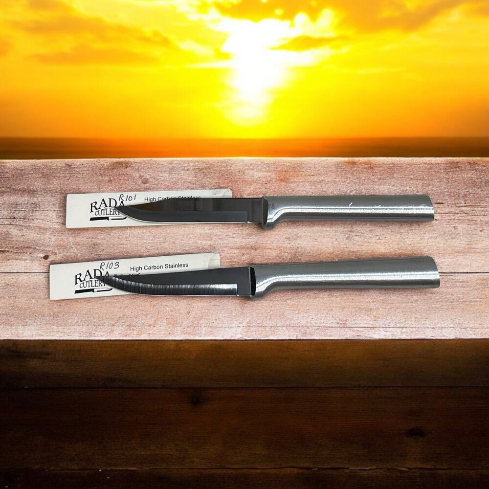 RADA Heavy Duty Paring Cutlery Lot of 2 Models R103 R101 with Blade Covers